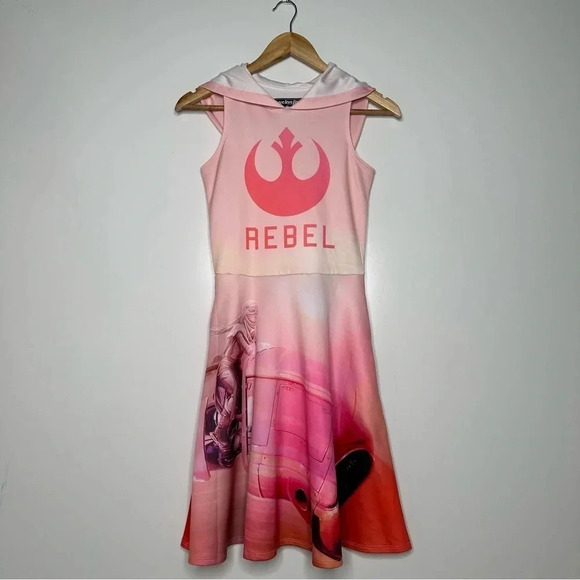 WeLoveFine by Goldie Star Wars Rebel Scuba Sleeveless Hooded Dress Size Small - Picture 2 of 12